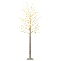 HOMCOM Kunstboom, Kunstberk met 180 LEDs, 3 Helderheidsniveaus, Warm Wit, Realistische Schors, 21,5 x 21,5 x 180 cm(m-11)