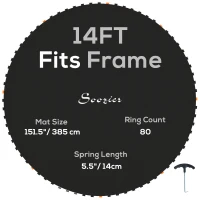 SPORTNOW Tapete de reposição para trampolim, tapete de salto substituto, compatível com trampolim Ø 4,3 m e molas de 14 cm(m-1)