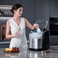 HOMCOM Machine à glaçons réservoir eau 1,7 L capacité réservoir glace 0,9 Kg pelle et panier inclus 9 glaçons/ 6-12minutes(m-16)
