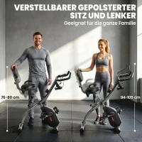 SPORTNOW 3 in 1 Heimtrainer Fahrrad Klappbar Leise Liegeergometer mit LCD Monitor Bluetooth Herzfrequenz Sensor Widerstandsband(m-7)