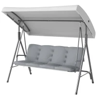 Outsunny Balancelle de Jardin 3 Places Grand Confort Toit Inclinaison réglable épais Coussins Amovibles Acier gris clair(m-12)