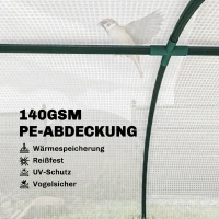 Outsunny Foliekas, Mini-Tunnelkas met Net-Vensters, UV-bestendig, Kunststof-Folie, 200 x 80 x 45 cm, Wit(m-4)