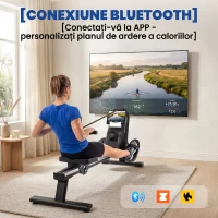 SPORTNOW Aparat de Vâslit, 16 niveluri de rezistență magnetică, șină din aluminiu, Bluetooth, compatibil APP.(m-4)