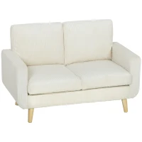 HOMCOM Canapé 2 places en velours côtelé, canapé de salon moderne 134 cm, assise rembourrée, coussin à ressorts, crème(m-13)