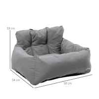 PawHut Assento de carro para animais de estimação bolsa de transporte cão e gato acolchoado com algodão PP espesso seguro e confortável fundo antiderrapante 50 x 54 x 33 cm cinza escuro(m-3)