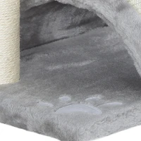 PawHut Arbre à chat, tour de jeux pour chats avec pont à griffer en sisal, tunnel demi-rond 2 balles 40 x 30 x 43 cm gris(m-13)
