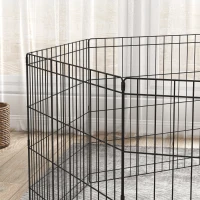 PawHut Haustierlaufstall, Spielgehege für Welpen und kleine Hunde, mit Tür, Indoor- und Outdoor-tauglich, 61 cm, Schwarz(m-9)
