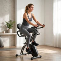 SPORTNOW 3 in 1 Heimtrainer Fahrrad Klappbar Leise Liegeergometer mit LCD Monitor Bluetooth Herzfrequenz Sensor Widerstandsband(m-8)
