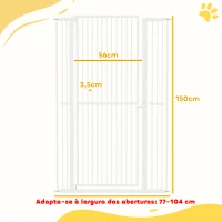 PawHut Barreira para Cães Extra Alta com Largura Ajustável 77-104 cm Barreira de Segurança para Cães e Gatos com 2 Extensões  Branco(m-3)