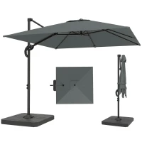 Outsunny Alu Ampelschirm  Ø244cm Sonnenschirm mit Kurbel Ständer Wasserabweisend 360° drehbar Dunkelgrau(m-12)