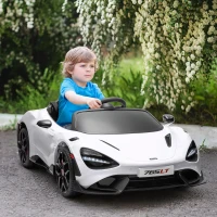 AIYAPLAY Carro elétrico infantil com portas em asa, controlável por comando, com partida suave e luzes LED, Branco(m-6)