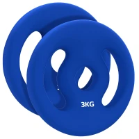 SPORTNOW Conjunto de 2 discos de peso 2 x 3 kg discos de halteres para barras Ø 2,5 cm com pegas fáceis de segurar em metal, azul(m-1)