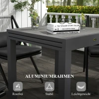 Outsunny Gartentisch Outdoor-Tisch, wetterbeständig, 162 x 80 x 75 cm, Grau(m-5)