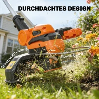 Outsunny Akku Rasentrimmer 21V Freischneider mit 2x4.0Ah Akkus Ladegerät 25 cm Schnittbreite Verstellbarer Teleskop-Griff(m-9)