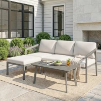 Outsunny Set de Grădină din 3 Piese, Mobilier de Exterior, Maro(m-10)