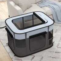 PawHut Parque cercado dobrável para cães, gatos e pequenos animais em tecido Oxford com arrumação 94 x 74 x 60 cm cinza e preto(m-4)