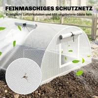 Outsunny Foliekas, Mini-Tunnelkas met Net-Vensters, UV-bestendig, Kunststof-Folie, 200 x 80 x 45 cm, Wit(m-5)