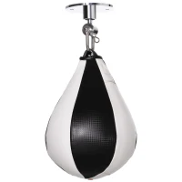 SPORTNOW Pera de velocidade de boxe saco de pancada para adultos com suporte com rótula giratória 360° bomba montagem em parede ou teto preto e branco(m-1)