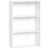 HOMCOM Aufbewahrungsregal mit 3 Fächern und verstellbarem Einlegeboden, 60 x 24 x 93 cm, Weiß(m-1)