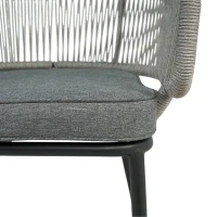 Outsunny Lot de 2 Fauteuils de Jardin, Dossier et Accoudoirs en Corde Résine Tressée, Coussins Amovibles, 46x58x72cm, Gris Clair(m-11)