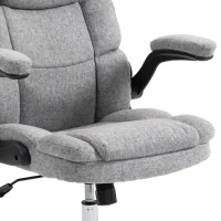 HOMCOM Cadeira de escritório massageadora e aquecedora, cadeira de escritório ergonómica com altura ajustável, função de balanço, cinza(m-8)