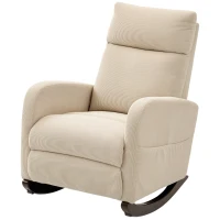 HOMCOM Schaukelstuhl, gepolsterter Schaukelsessel mit Cordstoff, Seitentaschen für Wohnzimmer, Schlafzimmer, Beige(m-11)