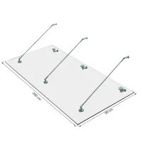 HOMCOM Marquise de vidro para porta, vidro temperado (ESG), aço inoxidável, vidro claro 200x90cm(m-3)