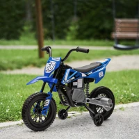 AIYAPLAY Moto électrique pour enfant moto cross pour enfants de 3 à 6 ans 2 moteurs 12V vitesse 5 km/h 109,5x60x72,5cm bleu(m-2)
