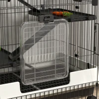 PawHut Gaiola para pequenos animais com rodízios 3 plataformas removíveis 3 rampas bandeja inferior removível metal PP preto(m-4)