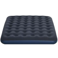 Outsunny Colchão inflável 2 pessoas colchão pneumático com bomba manual integrada, superfície flocada, azul(m-5)