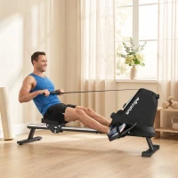 SPORTNOW Aparat de Vâslit, 16 niveluri de rezistență magnetică, șină din aluminiu, Bluetooth, compatibil APP.(m-9)