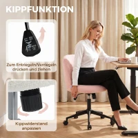HOMCOM Draaibare bureaustoel van teddy-fleece, in hoogte verstelbaar, met wielen, comfortschuim, roze(m-5)