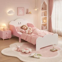 AIYAPLAY Letto Montessori per Bambini 3-6 Anni in Legno con Bordi Rialzati e Stampe Carine, per Cameretta, Rosa(m-10)