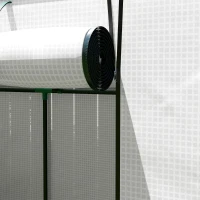 Outsunny Mini-kas, aanleunkas met roldeur en netramen, UV-bestendig, voor bloemen, zaailingen, planten, Wit(m-12)