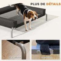 PawHut Cama elevada para cão refrescante, cama de campanha para cães interior exterior portátil, 110 x 75 x 30 cm, preto(m-4)