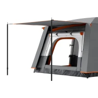 Outsunny Tenda de campismo familiar 4 pessoas, tenda túnel, portas + janelas, 4,3 x 3 x 1,95 m, cinza escuro(m-8)