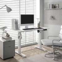 Vinsetto Scrivania sit-stand regolabile in altezza, 120x60x72-116cm, Bianco(m-6)