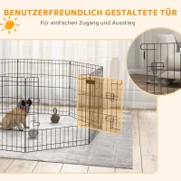 PawHut Haustierlaufstall, Spielgehege für Welpen und kleine Hunde, mit Tür, Indoor- und Outdoor-tauglich, 61 cm, Schwarz(m-7)