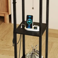 HOMCOM LED vloerlamp met planken, dimbaar, kettingschakelaar & stekkerdoos, zwart(m-11)