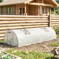 Outsunny Foliekas, Mini-Tunnelkas met Net-Vensters, UV-bestendig, Kunststof-Folie, 200 x 80 x 45 cm, Wit(m-8)