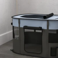 PawHut Parque cercado dobrável para cães, gatos e pequenos animais em tecido Oxford com arrumação 94 x 74 x 60 cm cinza e preto(m-6)