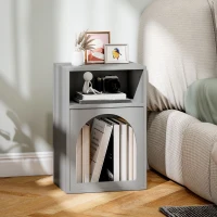 HOMCOM Bedside Table with 2 Open Compartments - Grey(m-10)