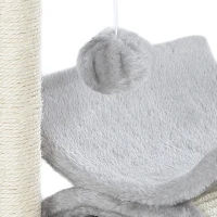 PawHut Arbre à chat, tour de jeux pour chats avec pont à griffer en sisal, tunnel demi-rond 2 balles 40 x 30 x 43 cm gris(m-11)