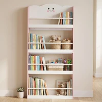 AIYAPLAY Libreria Montessoriana per Bambini 3-6 Anni con Tema Zucchero Filato, 4 Ripiani in Legno, per Cameretta, Rosa(m-8)