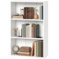 HOMCOM Libreria con 3 scomparti e ripiano regolabile, 60x24x93 cm, Bianco(m-14)