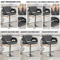 HOMCOM Scaun de Bar Reglabil, Șezut Extra Large Rotativ din Piele Ecologică PU, Gri(m-5)