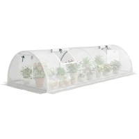 Outsunny Foliekas, Mini-Tunnelkas met Net-Vensters, UV-bestendig, Kunststof-Folie, 200 x 80 x 45 cm, Wit(m-15)