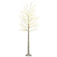 HOMCOM Kunstboom, Kunstberk met 180 LEDs, 3 Helderheidsniveaus, Warm Wit, Realistische Schors, 21,5 x 21,5 x 180 cm(m-10)