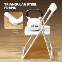 HOMCOM Lot de 6 chaises pliantes portables en plastique et acier, dossier incurvé, assise concave, 48,5 x 47 x 75 cm, blanc(m-8)