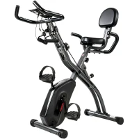 SPORTNOW 3 in 1 Heimtrainer Fahrrad Klappbar Leise Liegeergometer mit LCD Monitor Bluetooth Herzfrequenz Sensor Widerstandsband(m-1)
